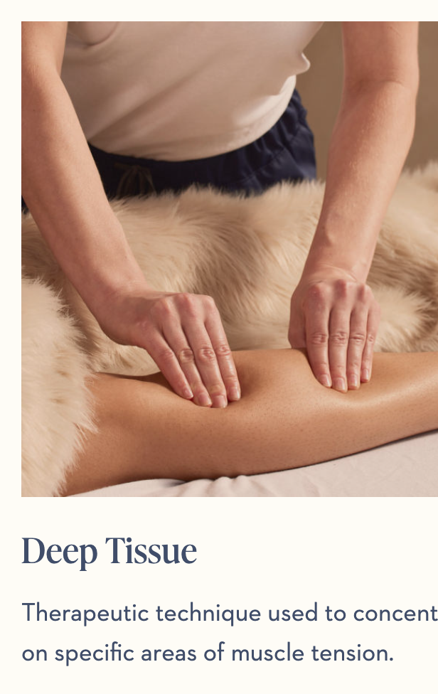 Therapist applying firm deep tissue pressure to the calf muscle